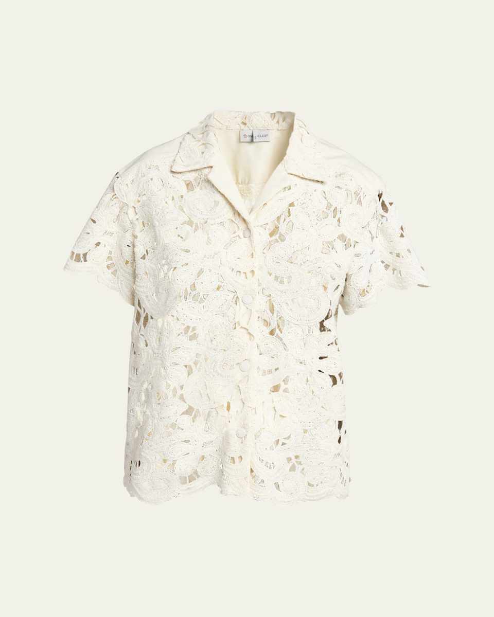 Button-Front Crochet Shirt